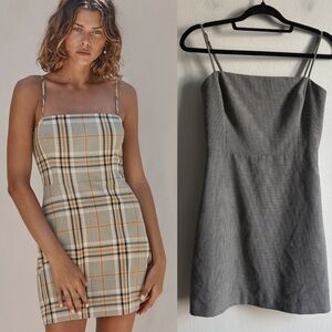 Aritzia Wilfred Sz 6 New Classic Micro Houndstooth Grey Mini Dress